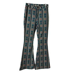 Rock & Roll Denim Womens Sz 26x32 Bargain Button Flare Pants Aztec Boho Western